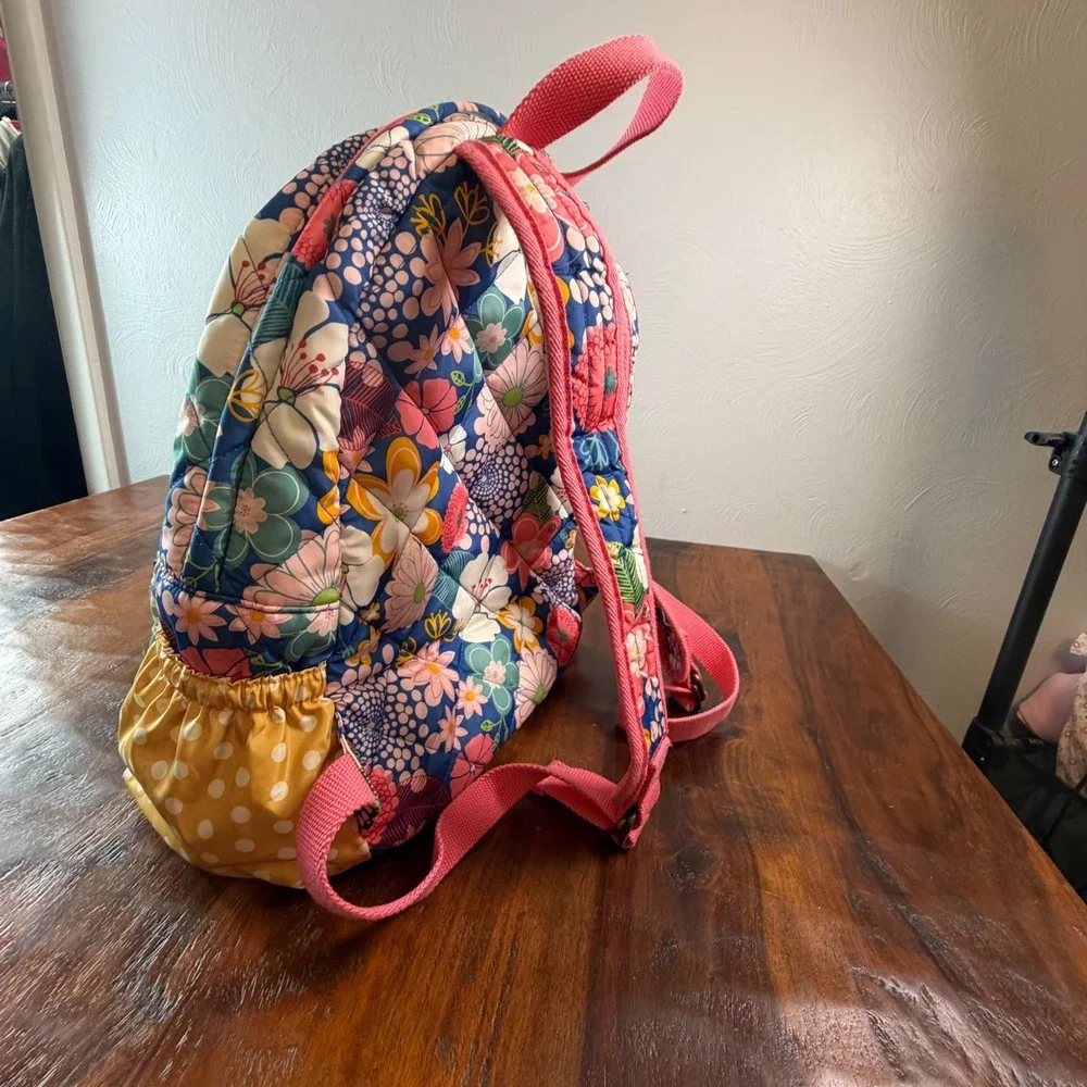 Matilda Jane Quilted Floral Gingham Ruffle Backpack Colorful Mixed Print Bag